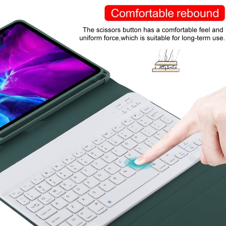 TG11B Detachable Bluetooth White Keyboard + Microfiber Leather Tablet Case for iPad Pro 11 inch (2020), with Pen Slot & Holder