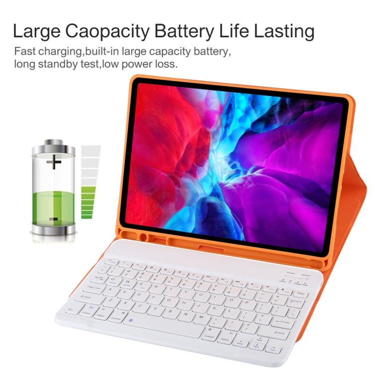 TG11B Detachable Bluetooth White Keyboard + Microfiber Leather Tablet Case for iPad Pro 11 inch (2020), with Pen Slot & Holder