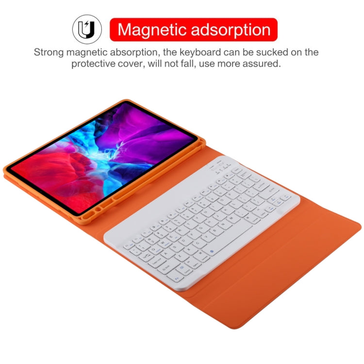 TG11B Detachable Bluetooth White Keyboard + Microfiber Leather Tablet Case for iPad Pro 11 inch (2020), with Pen Slot & Holder