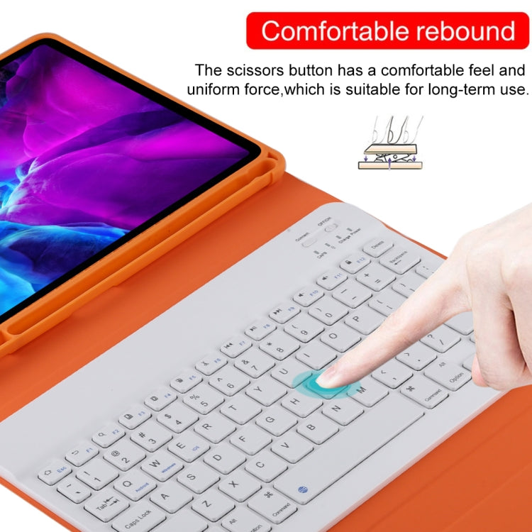 TG11B Detachable Bluetooth White Keyboard + Microfiber Leather Tablet Case for iPad Pro 11 inch (2020), with Pen Slot & Holder