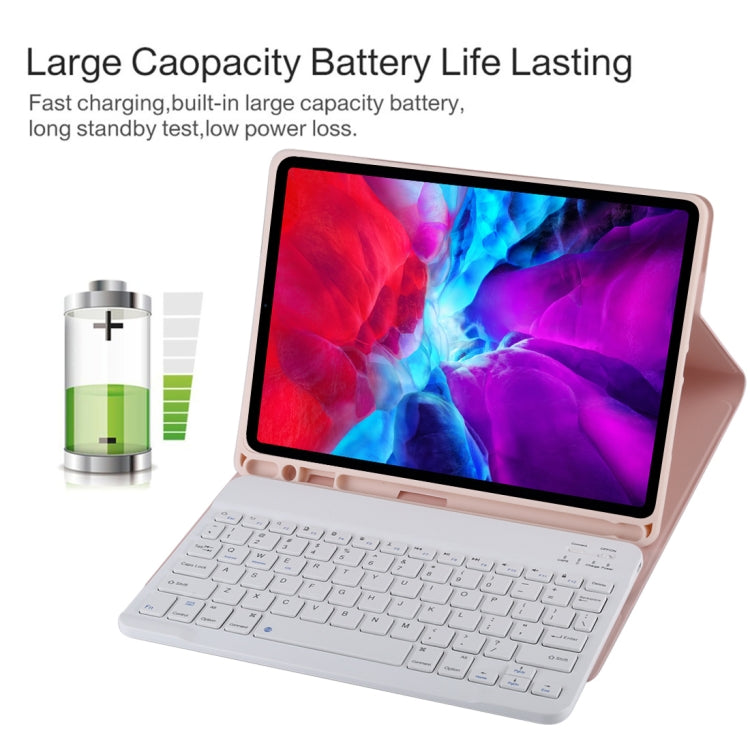 TG11B Detachable Bluetooth White Keyboard + Microfiber Leather Tablet Case for iPad Pro 11 inch (2020), with Pen Slot & Holder