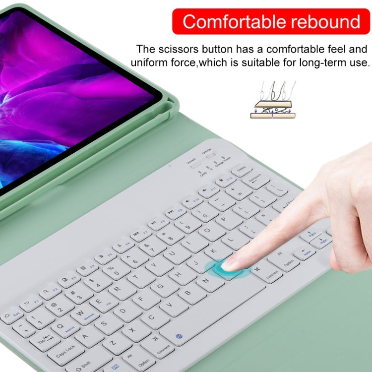 TG11B Detachable Bluetooth White Keyboard + Microfiber Leather Tablet Case for iPad Pro 11 inch (2020), with Pen Slot & Holder