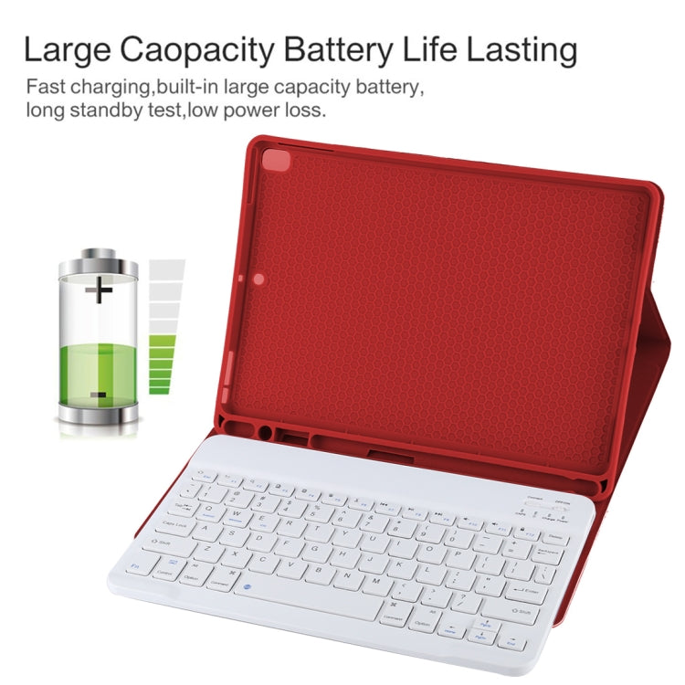 TG11B Detachable Bluetooth White Keyboard + Microfiber Leather Tablet Case for iPad Pro 11 inch (2020), with Pen Slot & Holder