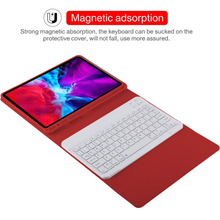 TG11B Detachable Bluetooth White Keyboard + Microfiber Leather Tablet Case for iPad Pro 11 inch (2020), with Pen Slot & Holder