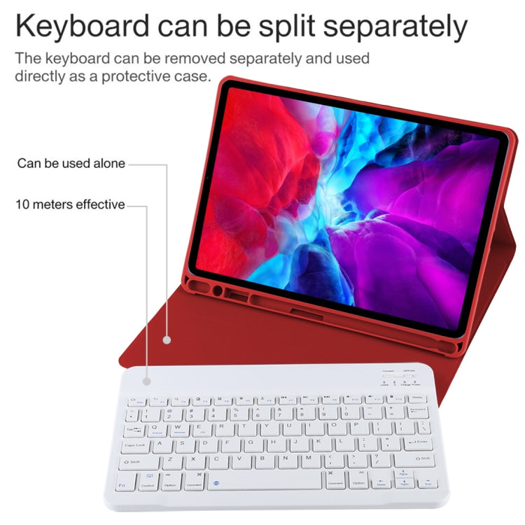 TG11B Detachable Bluetooth White Keyboard + Microfiber Leather Tablet Case for iPad Pro 11 inch (2020), with Pen Slot & Holder