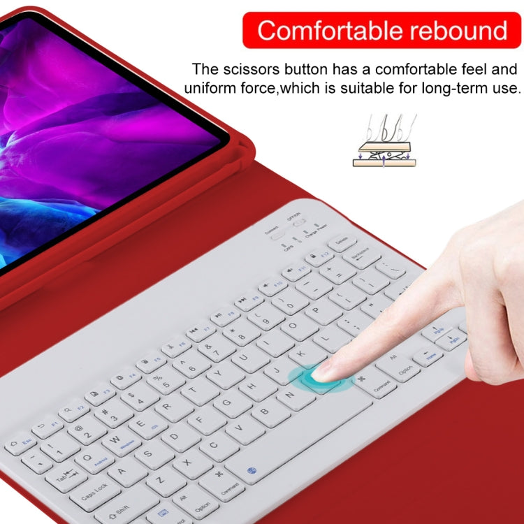 TG11B Detachable Bluetooth White Keyboard + Microfiber Leather Tablet Case for iPad Pro 11 inch (2020), with Pen Slot & Holder