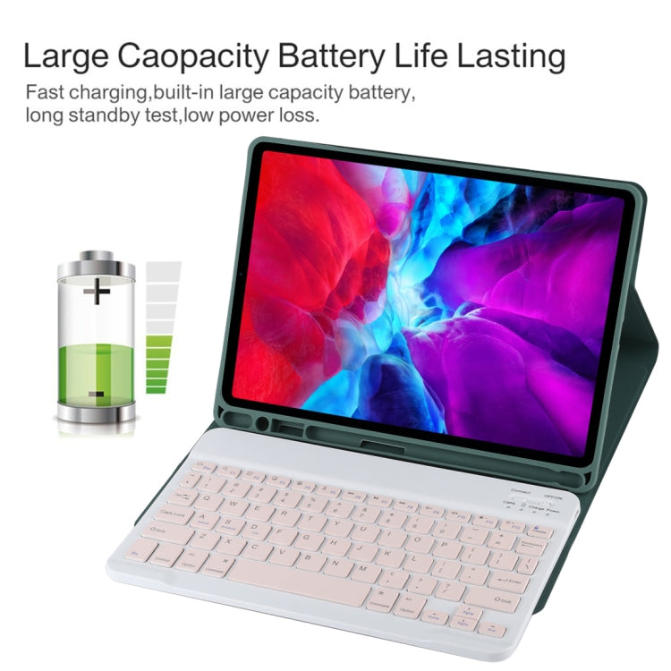 TG11B Detachable Bluetooth Pink Keyboard + Microfiber Leather Tablet Case for iPad Pro 11 inch (2020), with Pen Slot & Holder