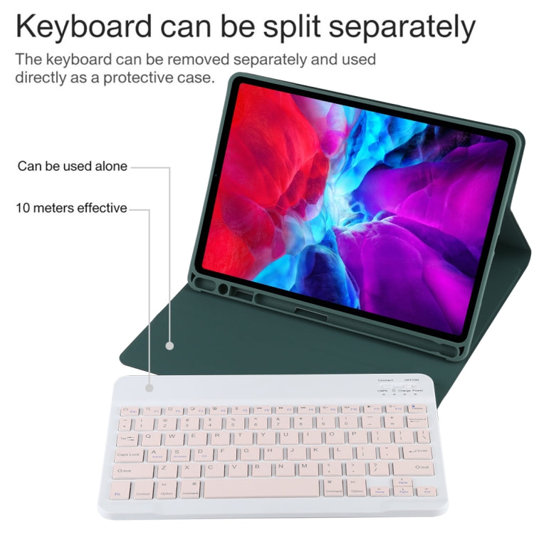 TG11B Detachable Bluetooth Pink Keyboard + Microfiber Leather Tablet Case for iPad Pro 11 inch (2020), with Pen Slot & Holder