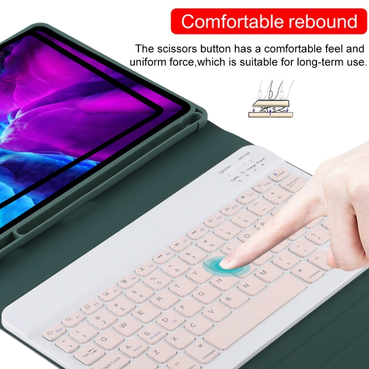 TG11B Detachable Bluetooth Pink Keyboard + Microfiber Leather Tablet Case for iPad Pro 11 inch (2020), with Pen Slot & Holder