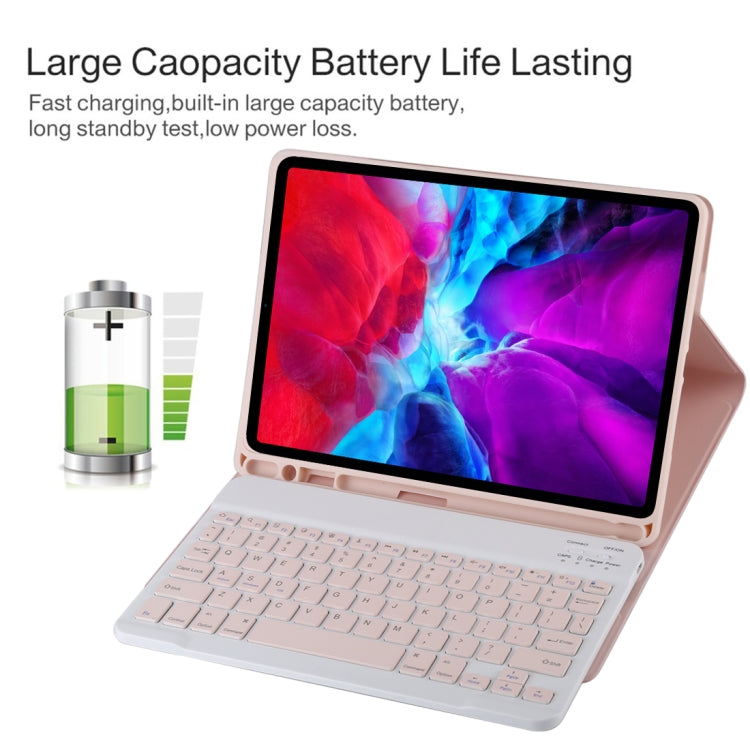 TG11B Detachable Bluetooth Pink Keyboard + Microfiber Leather Tablet Case for iPad Pro 11 inch (2020), with Pen Slot & Holder