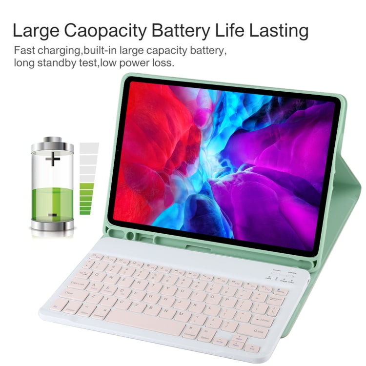 TG11B Detachable Bluetooth Pink Keyboard + Microfiber Leather Tablet Case for iPad Pro 11 inch (2020), with Pen Slot & Holder