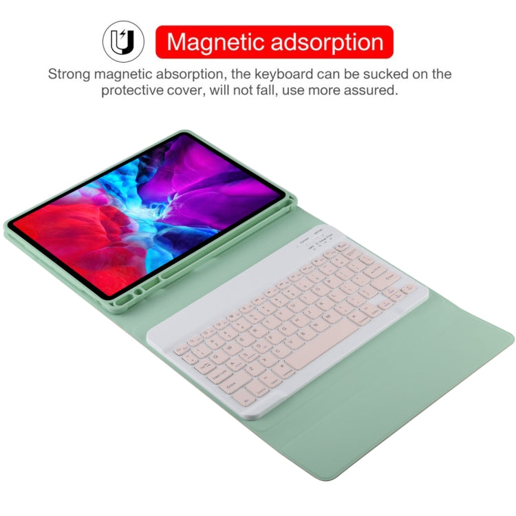 TG11B Detachable Bluetooth Pink Keyboard + Microfiber Leather Tablet Case for iPad Pro 11 inch (2020), with Pen Slot & Holder