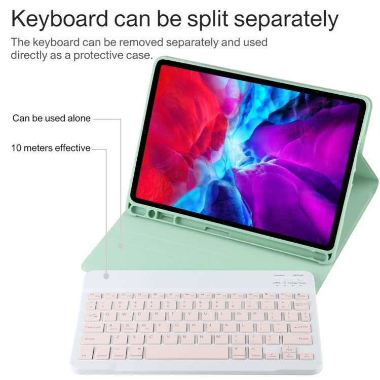 TG11B Detachable Bluetooth Pink Keyboard + Microfiber Leather Tablet Case for iPad Pro 11 inch (2020), with Pen Slot & Holder