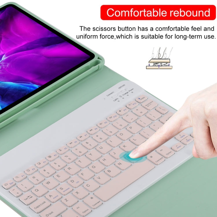 TG11B Detachable Bluetooth Pink Keyboard + Microfiber Leather Tablet Case for iPad Pro 11 inch (2020), with Pen Slot & Holder