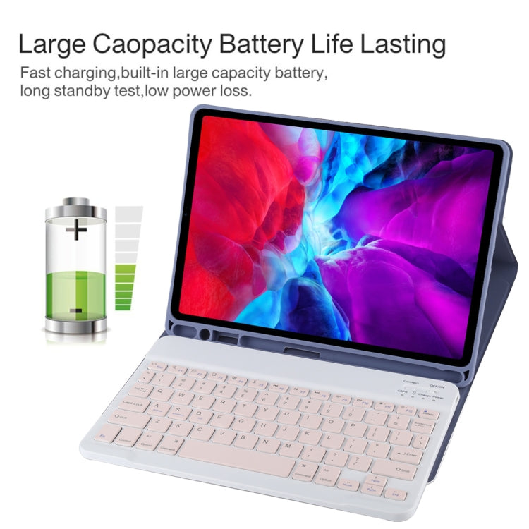 TG11B Detachable Bluetooth Pink Keyboard + Microfiber Leather Tablet Case for iPad Pro 11 inch (2020), with Pen Slot & Holder