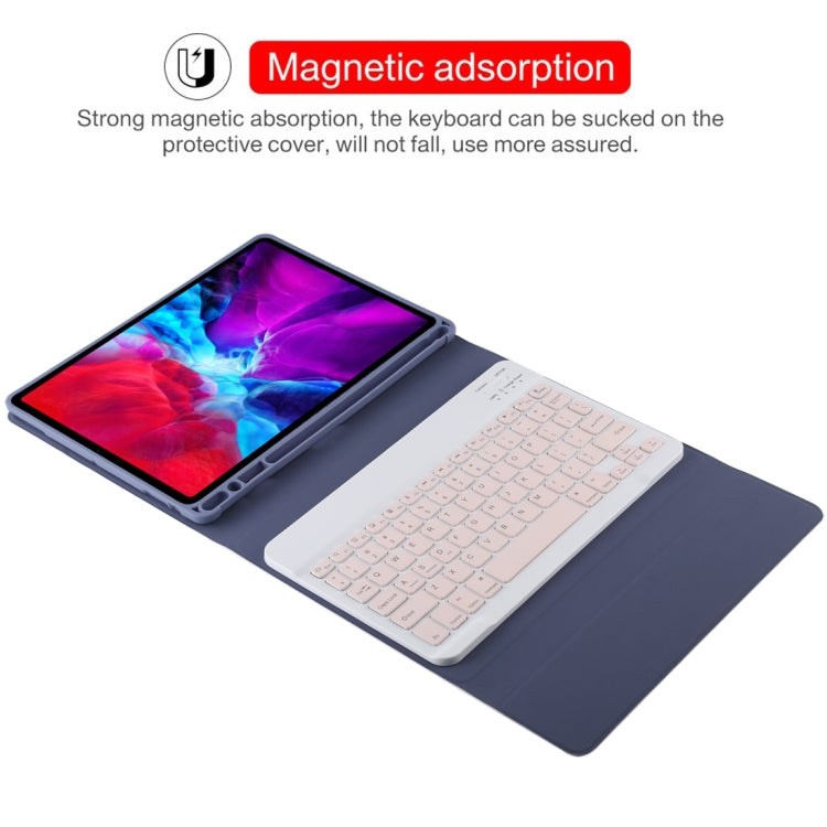 TG11B Detachable Bluetooth Pink Keyboard + Microfiber Leather Tablet Case for iPad Pro 11 inch (2020), with Pen Slot & Holder
