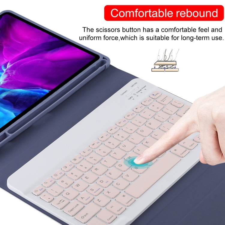 TG11B Detachable Bluetooth Pink Keyboard + Microfiber Leather Tablet Case for iPad Pro 11 inch (2020), with Pen Slot & Holder