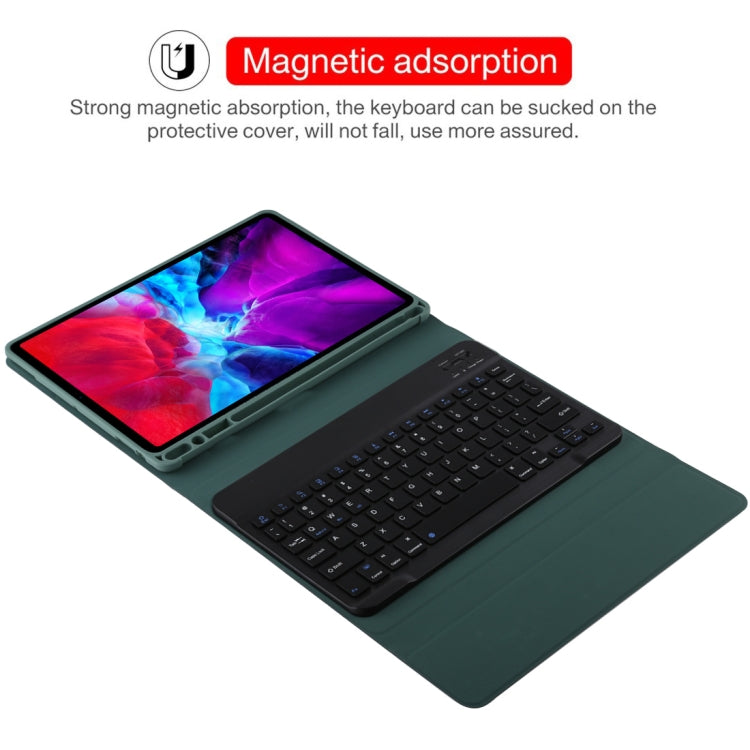 TG11B Detachable Bluetooth Black Keyboard + Microfiber Leather Tablet Case for iPad Pro 11 inch (2020), with Pen Slot & Holder