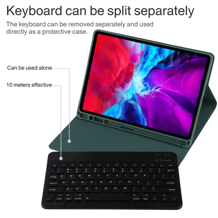 TG11B Detachable Bluetooth Black Keyboard + Microfiber Leather Tablet Case for iPad Pro 11 inch (2020), with Pen Slot & Holder