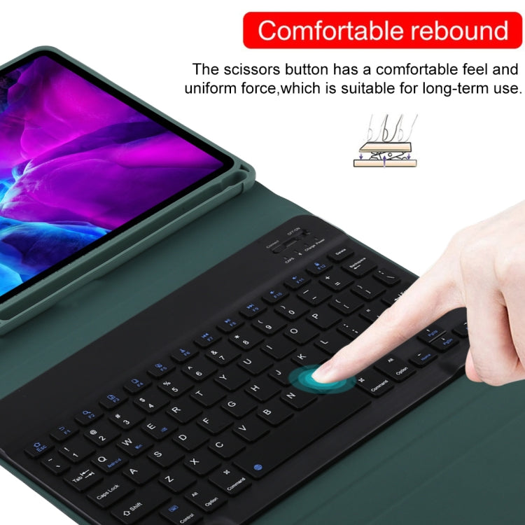 TG11B Detachable Bluetooth Black Keyboard + Microfiber Leather Tablet Case for iPad Pro 11 inch (2020), with Pen Slot & Holder