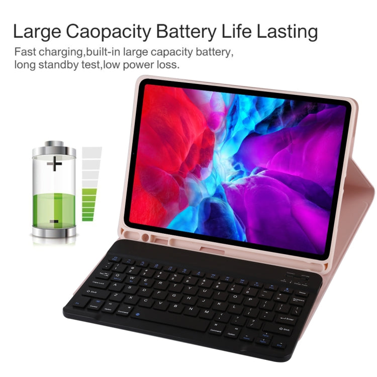 TG11B Detachable Bluetooth Black Keyboard + Microfiber Leather Tablet Case for iPad Pro 11 inch (2020), with Pen Slot & Holder