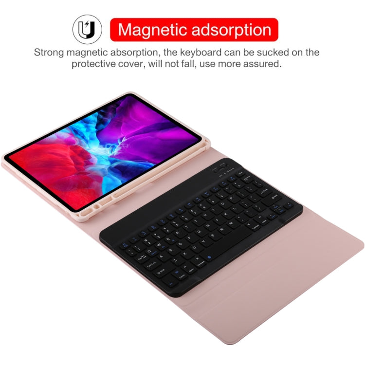 TG11B Detachable Bluetooth Black Keyboard + Microfiber Leather Tablet Case for iPad Pro 11 inch (2020), with Pen Slot & Holder