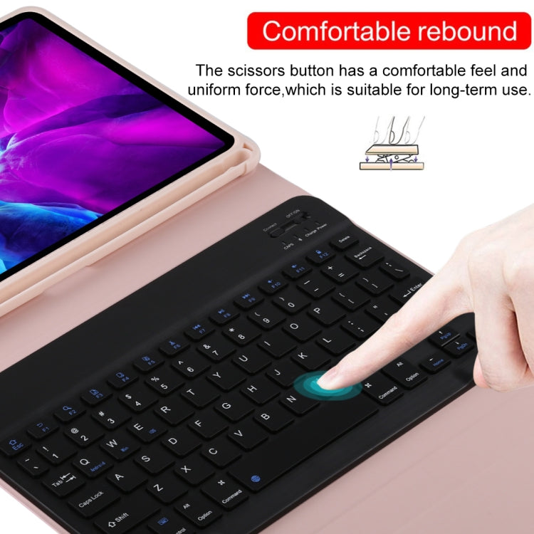 TG11B Detachable Bluetooth Black Keyboard + Microfiber Leather Tablet Case for iPad Pro 11 inch (2020), with Pen Slot & Holder
