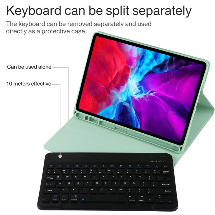 TG11B Detachable Bluetooth Black Keyboard + Microfiber Leather Tablet Case for iPad Pro 11 inch (2020), with Pen Slot & Holder