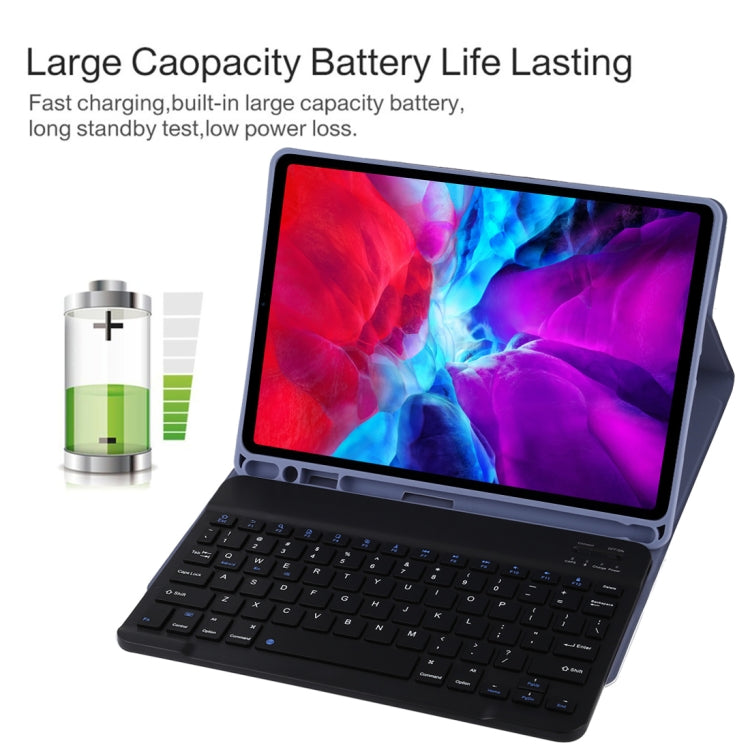 TG11B Detachable Bluetooth Black Keyboard + Microfiber Leather Tablet Case for iPad Pro 11 inch (2020), with Pen Slot & Holder