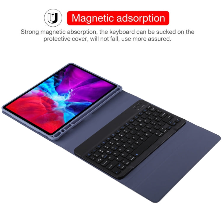 TG11B Detachable Bluetooth Black Keyboard + Microfiber Leather Tablet Case for iPad Pro 11 inch (2020), with Pen Slot & Holder