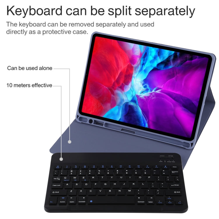 TG11B Detachable Bluetooth Black Keyboard + Microfiber Leather Tablet Case for iPad Pro 11 inch (2020), with Pen Slot & Holder