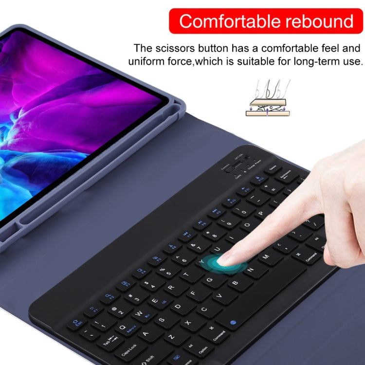 TG11B Detachable Bluetooth Black Keyboard + Microfiber Leather Tablet Case for iPad Pro 11 inch (2020), with Pen Slot & Holder