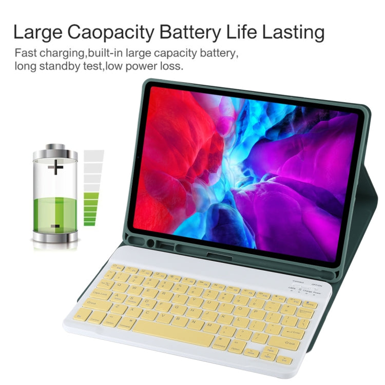 TG11B Detachable Bluetooth Yellow Keyboard + Microfiber Leather Tablet Case for iPad Pro 11 inch (2020), with Pen Slot & Holder