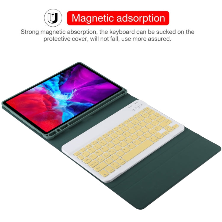 TG11B Detachable Bluetooth Yellow Keyboard + Microfiber Leather Tablet Case for iPad Pro 11 inch (2020), with Pen Slot & Holder