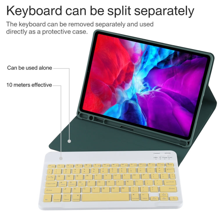 TG11B Detachable Bluetooth Yellow Keyboard + Microfiber Leather Tablet Case for iPad Pro 11 inch (2020), with Pen Slot & Holder