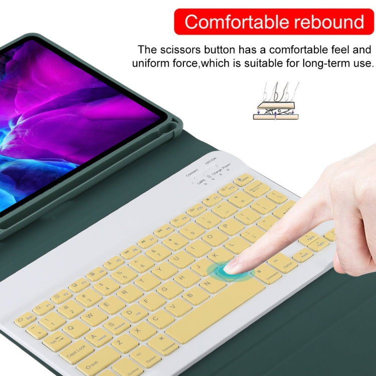 TG11B Detachable Bluetooth Yellow Keyboard + Microfiber Leather Tablet Case for iPad Pro 11 inch (2020), with Pen Slot & Holder