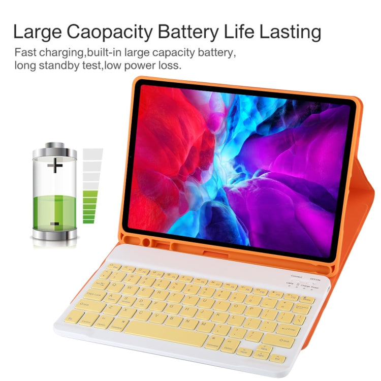 TG11B Detachable Bluetooth Yellow Keyboard + Microfiber Leather Tablet Case for iPad Pro 11 inch (2020), with Pen Slot & Holder