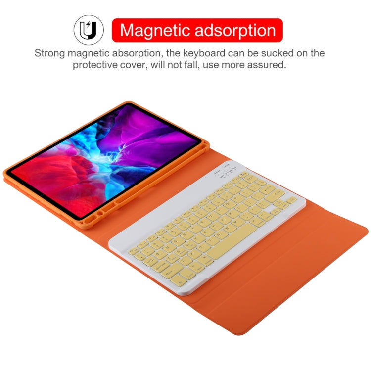 TG11B Detachable Bluetooth Yellow Keyboard + Microfiber Leather Tablet Case for iPad Pro 11 inch (2020), with Pen Slot & Holder