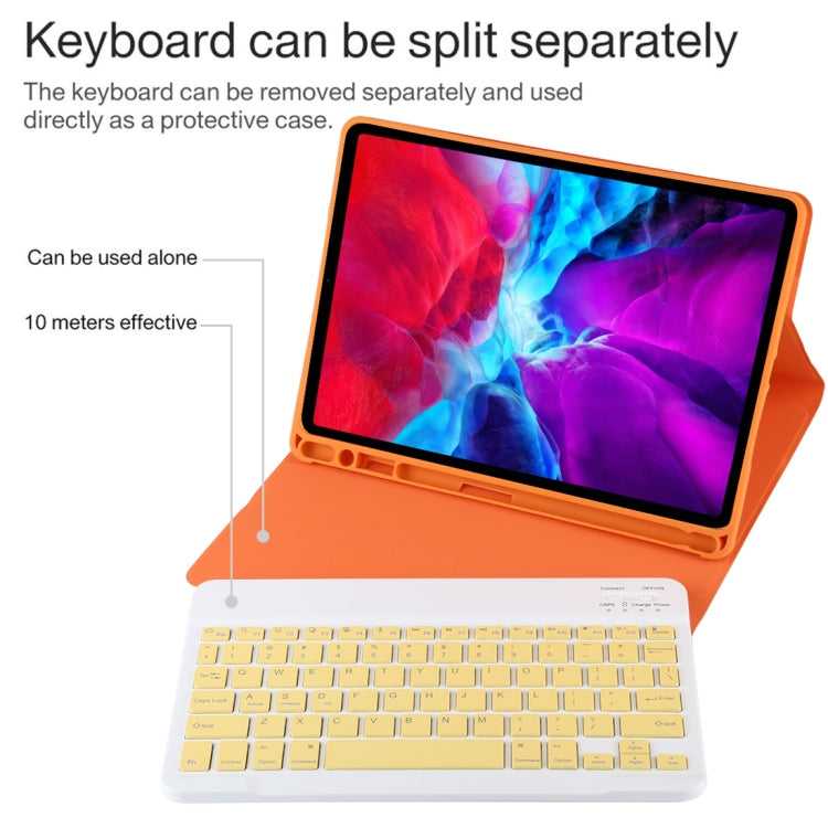 TG11B Detachable Bluetooth Yellow Keyboard + Microfiber Leather Tablet Case for iPad Pro 11 inch (2020), with Pen Slot & Holder