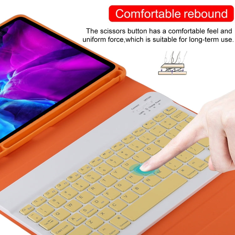 TG11B Detachable Bluetooth Yellow Keyboard + Microfiber Leather Tablet Case for iPad Pro 11 inch (2020), with Pen Slot & Holder