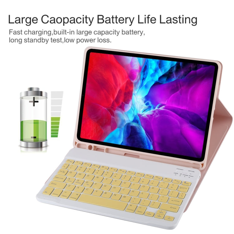 TG11B Detachable Bluetooth Yellow Keyboard + Microfiber Leather Tablet Case for iPad Pro 11 inch (2020), with Pen Slot & Holder