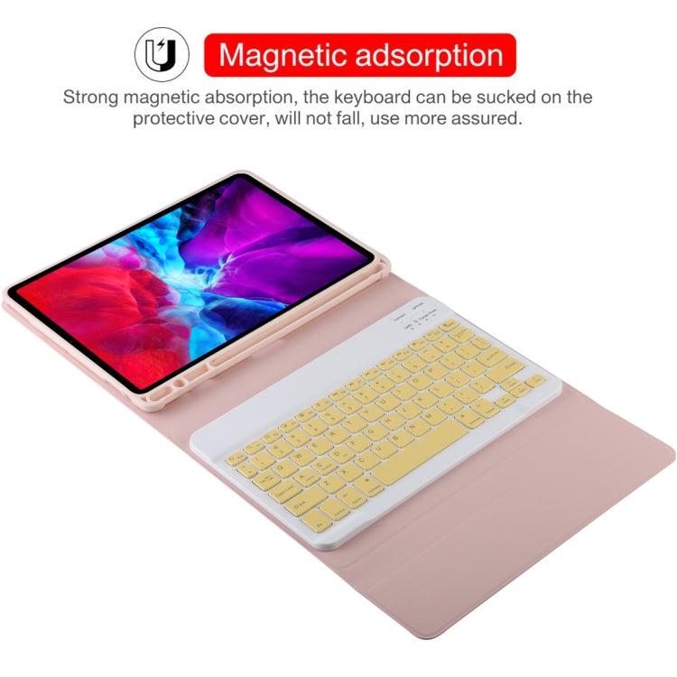 TG11B Detachable Bluetooth Yellow Keyboard + Microfiber Leather Tablet Case for iPad Pro 11 inch (2020), with Pen Slot & Holder