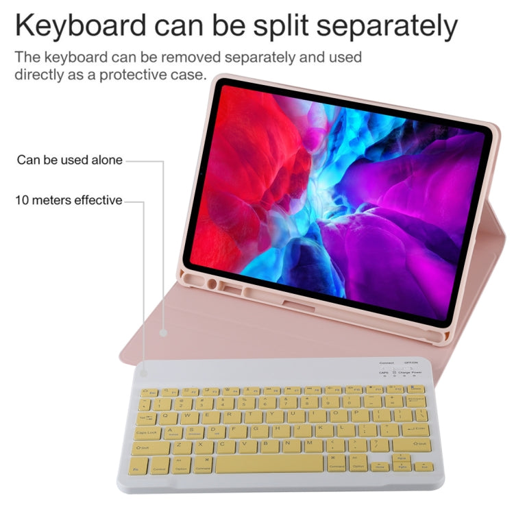 TG11B Detachable Bluetooth Yellow Keyboard + Microfiber Leather Tablet Case for iPad Pro 11 inch (2020), with Pen Slot & Holder