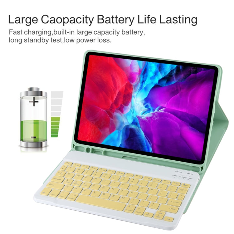 TG11B Detachable Bluetooth Yellow Keyboard + Microfiber Leather Tablet Case for iPad Pro 11 inch (2020), with Pen Slot & Holder
