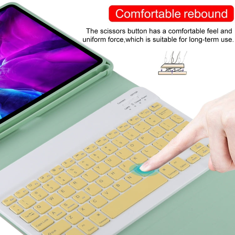 TG11B Detachable Bluetooth Yellow Keyboard + Microfiber Leather Tablet Case for iPad Pro 11 inch (2020), with Pen Slot & Holder
