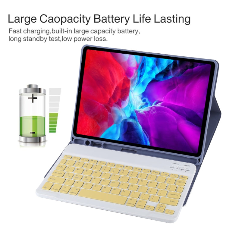 TG11B Detachable Bluetooth Yellow Keyboard + Microfiber Leather Tablet Case for iPad Pro 11 inch (2020), with Pen Slot & Holder
