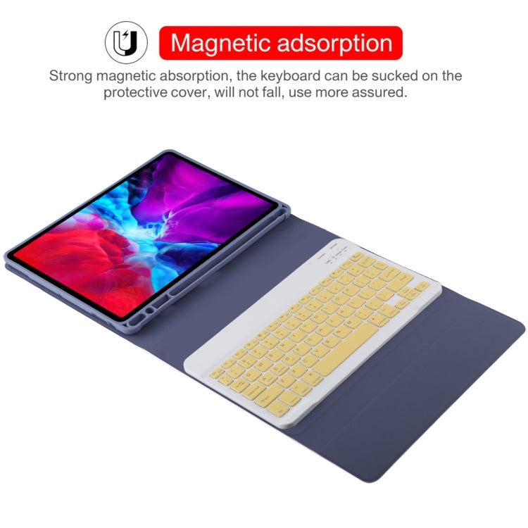 TG11B Detachable Bluetooth Yellow Keyboard + Microfiber Leather Tablet Case for iPad Pro 11 inch (2020), with Pen Slot & Holder