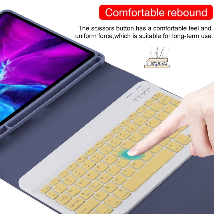TG11B Detachable Bluetooth Yellow Keyboard + Microfiber Leather Tablet Case for iPad Pro 11 inch (2020), with Pen Slot & Holder