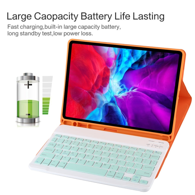 TG11B Detachable Bluetooth Green Keyboard + Microfiber Leather Tablet Case for iPad Pro 11 inch (2020), with Pen Slot & Holder