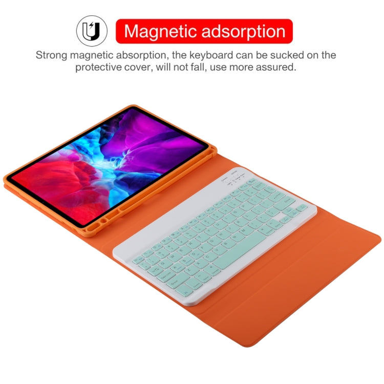 TG11B Detachable Bluetooth Green Keyboard + Microfiber Leather Tablet Case for iPad Pro 11 inch (2020), with Pen Slot & Holder
